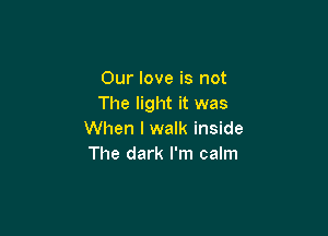 Our love is not
The light it was

When I walk inside
The dark I'm calm