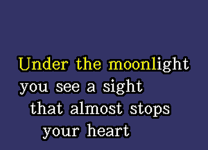 Under the moonlight

you see a sight
that almost stops
your heart