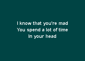 I know that you're mad
You spend a lot of time

In your head