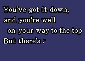 YouKze got it down,

and youTe well
on your way to the top
But therek .'