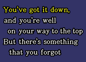 YouKze got it down,
and youTe well

on your way to the top

But therek something

that you f orgot