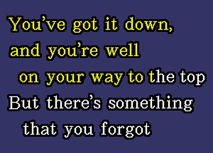 YouKze got it down,
and youTe well

on your way to the top

But therek something

that you f orgot