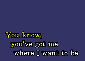 You know,
you ve got me
where I want to be