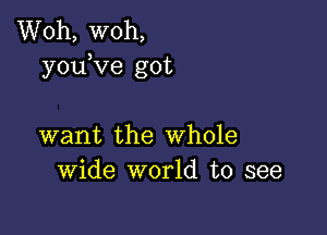 Woh, woh,
youKIe got

want the Whole
Wide world to see