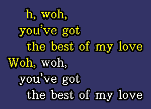 h, woh,
youKIe got
the best of my love

Woh, woh,
you ve got
the best of my love