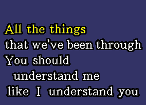 All the things
that we,ve been through

You should
understand me
like I understand you