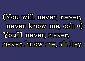 (You Will never, never,
never know me, oohm)
You,ll never, never,

never know me, ah hey