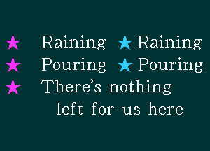 Raining k Raining
Pouring 3k Pouring

Therds nothing
left for us here