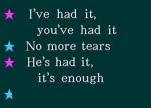 Pve had it,
yodve had it
)k No more tears

H63 had it,
its enough