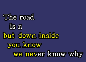 The road
is L

but down inside
you know
we never know Why