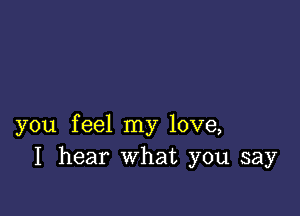 you feel my love,
I hear What you say