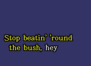 Stop beatif Tound
the bush, hey