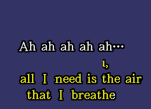 Ah ah ah ah ahm

1,
all I need is the air
that I breathe