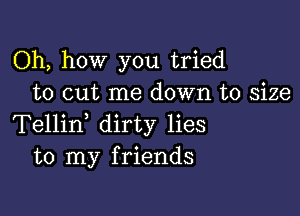 Oh, how you tried
to cut me down to size

Tellid dirty lies
to my friends