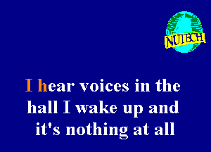 I hear voices in the
hall I wake up and
it's nothing at all