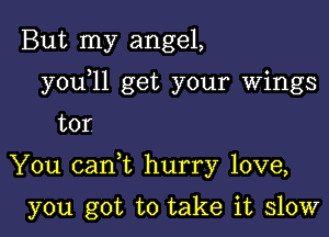 But my angel,

youyll get your wings

tor

You canyt hurry love,

you got to take it slow