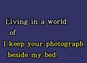 Living in a world
of

I keep your photograph

beside my bed