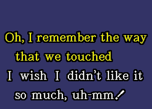 Oh, I remember the way
that we touched
I Wish I didnt like it

so much, uh-mmK