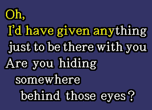 Oh,
Fd have given anything
just to be there With you
Are you hiding
somewhere
behind those eyes ?