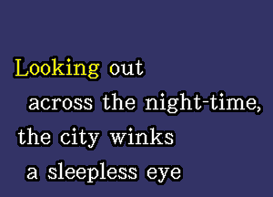 Looking out
across the night-time,
the city winks

a sleepless eye