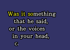 Was it something
that he said,

or the voices
in your head,
C.