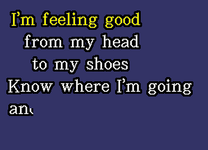 Fm feeling good
from my head
to my shoes

Know where Fm going
am