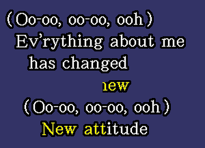 (00-00, 00-00, 00h)
Ev0rything about me
has Changed

1ew
(Oo-oo, 00-00, 00h)
New attitude