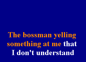 The bossman yelling
something at me that
I don't understand