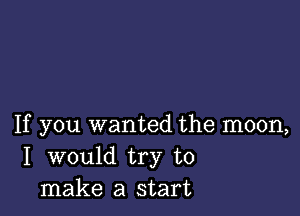 If you wanted the moon,
I would try to
make a start