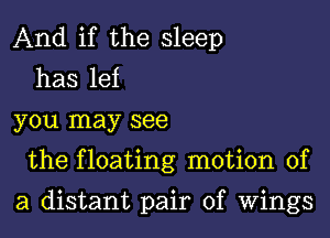 And if the sleep
has let

you may see

the floating motion of

a distant pair of Wings