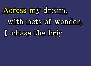 Across my dream,

with nets of wonder,

I chase the briy