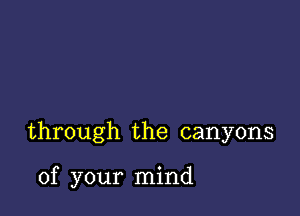 through the canyons

of your mind