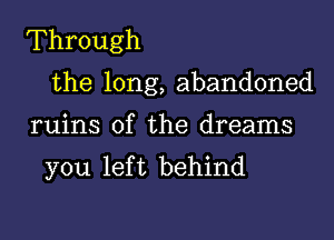 Through
the long, abandoned

ruins of the dreams
you left behind