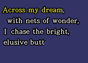 Across my dream,

with nets of wonder,

I chase the bright,
elusive butt'