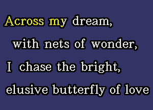 Across my dream,
With nets of wonder,

I chase the bright,

elusive butterfly of love