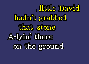 . little David

hadnk grabbed
that stone

A-lyid there
on the ground