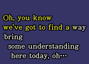 Oh, you know
weKIe got to find a way

bring
some understanding
here today, ohm