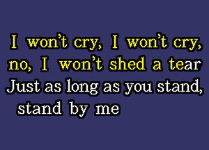 I woni cry, I wonT cry,
no, I w0n t shed a tear

Just as long as you stand,
stand by me