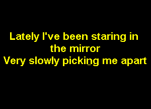 Lately I've been staring in
the mirror

Very slowly picking me apart