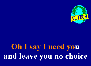 Oh I say I need you
and leave you no choice