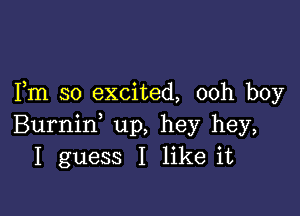 Fm so excited, 00h boy

Burnin up, hey hey,
I guess I like it