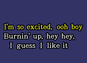 Fm so excited, 00h boy

Burnin up, hey hey,
I guess I like it