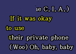 16 C. I. A.)
If it was okay

to use

their private phone
(W00) Oh, baby, baby