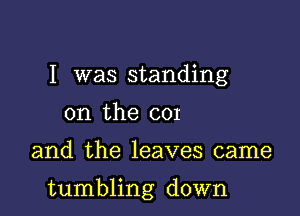 I was standing
on the cor

and the leaves came

tumbling down