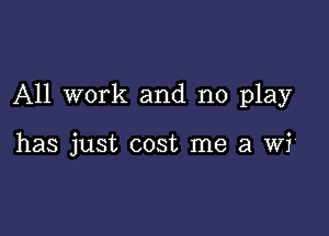 All work and no play

has just cost me a wi