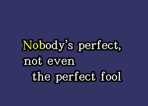 Nobodfs perfect,

not even
the perfect fool