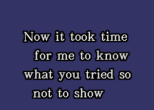 Now it took time
for me to know

What you tried so

not to show