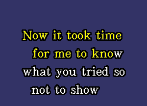 Now it took time
for me to know

What you tried so

not to show