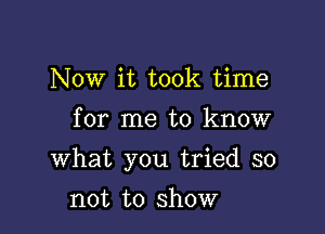 Now it took time
for me to know

What you tried so

not to show