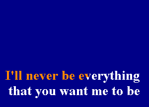 I'll never be everything
that you want me to be